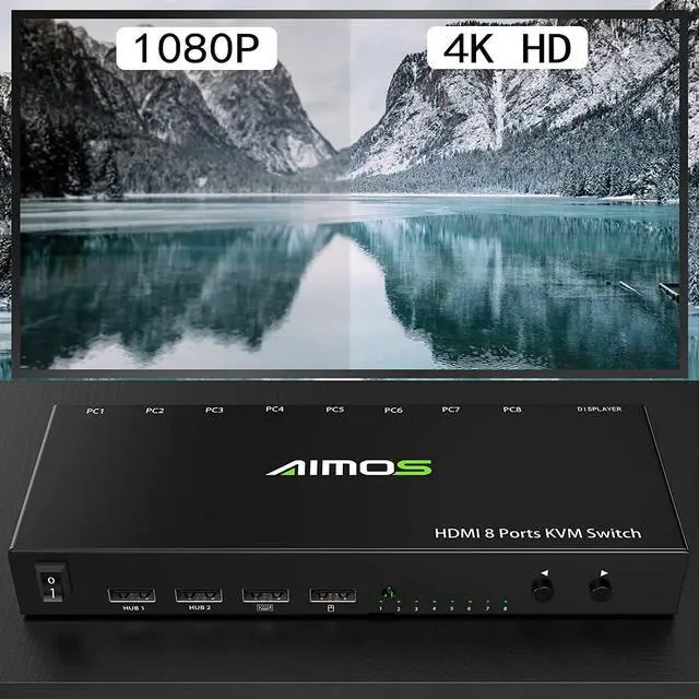 Alt view image 6 of 7 - Ennovor HDMI KVM Switch, 8 in 1 Out USB 2.0 HDMI KVM Switcher Box Support 4K@30Hz for 8 PC Share Keyboard and Mouse, Compatible with Windows/Linux/Mac System etc