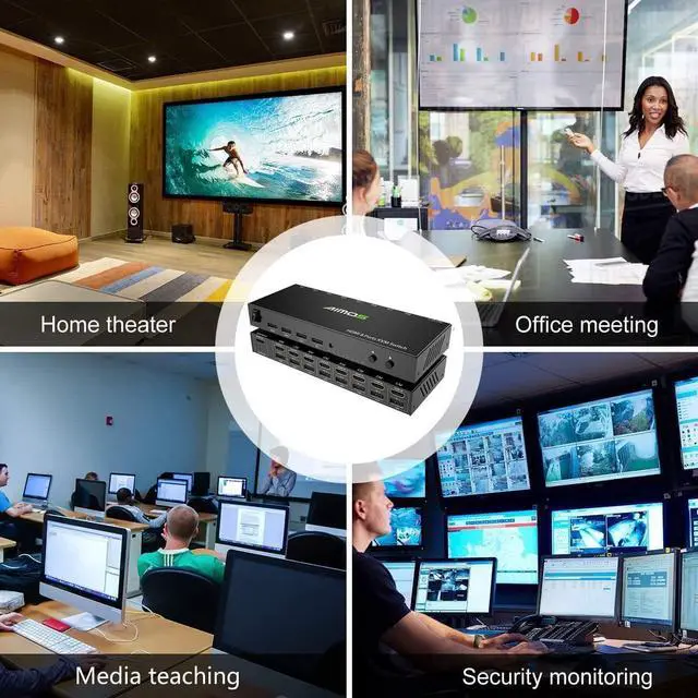 Alt view image 7 of 7 - Ennovor HDMI KVM Switch, 8 in 1 Out USB 2.0 HDMI KVM Switcher Box Support 4K@30Hz for 8 PC Share Keyboard and Mouse, Compatible with Windows/Linux/Mac System etc