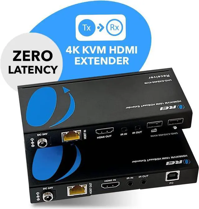Alt view image 6 of 7 - OREI 4K@60Hz KVM HDMI Extender Over Ethernet PoC Single HDBaseT CAT5e/CAT6A/CAT7 Cable - Upto 400 feet 4:4:4 - Remote, Keyboard, Mouse, USB Control