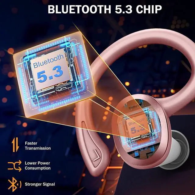 Alt view image 2 of 7 - Wireless Earbuds Bluetooth Headphones, Bluetooth 5.3 Earbuds with Immersive HiFi Stereo, 2023 New 48Hrs Wireless Ear Buds Over Ear, ENC Mic, Comfortable Sport Earhooks, IP7 Waterproof in Ear Earphones