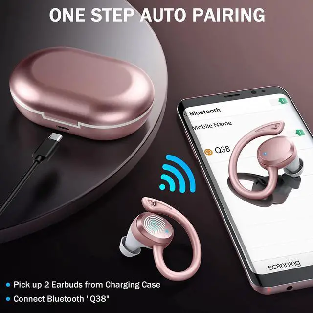 Alt view image 4 of 7 - Wireless Earbuds Bluetooth Headphones, Bluetooth 5.3 Earbuds with Immersive HiFi Stereo, 2023 New 48Hrs Wireless Ear Buds Over Ear, ENC Mic, Comfortable Sport Earhooks, IP7 Waterproof in Ear Earphones
