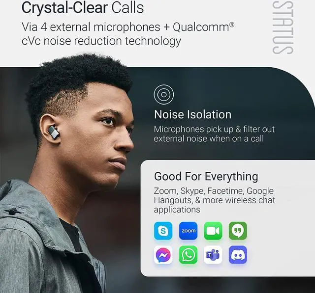 Alt view image 5 of 5 - Status Audio Between Pro True Wireless Earbuds - Small Charging Case - 4 Microphones - Hybrid Triple Driver - 12 + 36 Hour Battery - Bluetooth 5.2 - Noise-Isolating Fit - IPX5 Water Resistant Ear Buds