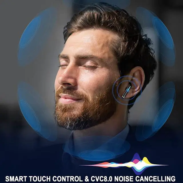 Alt view image 4 of 7 - Wireless Earbuds, Bluetooth 5.4 Headphones Stereo Bass, in Ear Earphones 4 ENC Noise Cancelling Mic, 40H Playtime Ear Buds with Mini USB C Charging Case, IP7 Waterproof Sports Earbuds for Android iOS