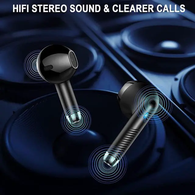 Alt view image 7 of 7 - Wireless Earbuds, Bluetooth 5.4 Headphones Stereo Bass, in Ear Earphones 4 ENC Noise Cancelling Mic, 40H Playtime Ear Buds with Mini USB C Charging Case, IP7 Waterproof Sports Earbuds for Android iOS
