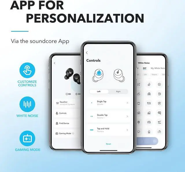 Alt view image 3 of 7 - by  A20i True Wireless Earbuds Bluetooth 5.3 App Customized Sound 28H Long Playtime Water-Resistant 2 Mics for AI Clear Calls Single Earbud Mode