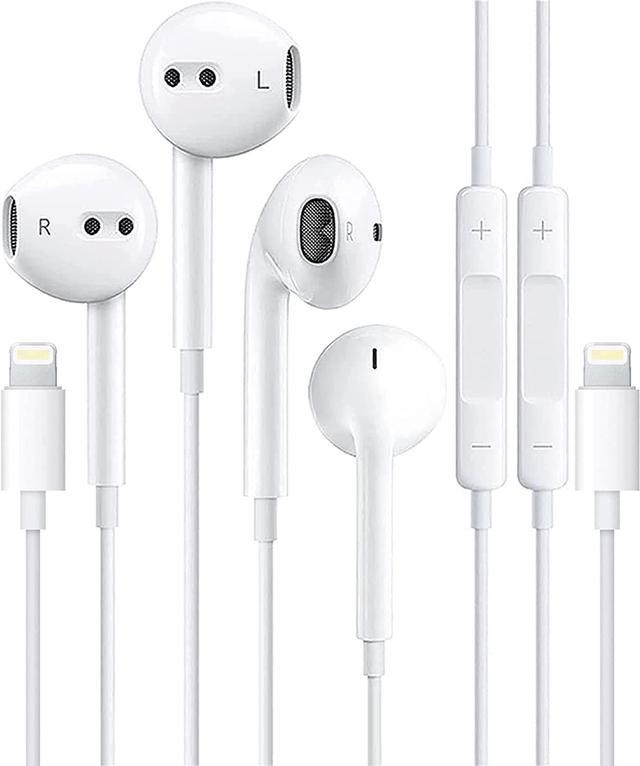 2 Pack-Apple Headphones Wired Earbuds with Lightning Connector