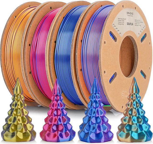 ERYONE PLA Filament 1.75mm for 3D Printer - Silk Multicolor Filament Bundle  Dimensional Accuracy +/- 0.03 mm 3D Printing Filamemt 250g X 4 Spools  (Tri-Colors D) 