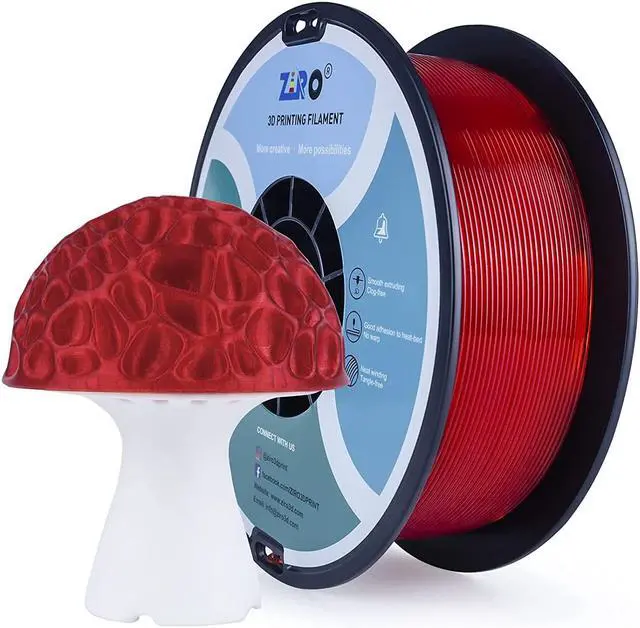 Main image of ZIRO PLA Filament 1.75mm, Transparent Red 3D Printer Filament, Bright Pure Color Semi-Transparent Spool, Dimensional Accuracy +/- 0.03mm, Clear PLA Fits for Most 3D Printing FDM Printers, Red