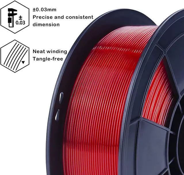 Alt view image 5 of 6 - ZIRO PLA Filament 1.75mm, Transparent Red 3D Printer Filament, Bright Pure Color Semi-Transparent Spool, Dimensional Accuracy +/- 0.03mm, Clear PLA Fits for Most 3D Printing FDM Printers, Red
