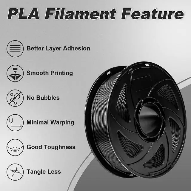 Alt view image 2 of 6 - 3D Printer Filament, pla Filament bundle1.75mm,PLA 3D Printer Filament Vacuum Packaging 1kg, Dimensional Accuracy +/- 0.03mm, Fit Most FDM 3D Printers (PLA deep Black 1-Pack)