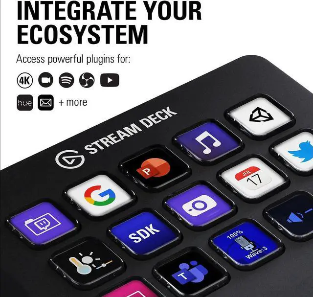 Alt view image 6 of 7 - Stream Deck MK.2  Studio Controller, 15 macro keys, trigger actions in apps and software like OBS, Twitch, ?YouTube and more, works with Mac and PC