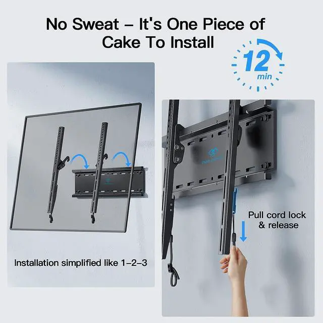 Alt view image 3 of 6 - Tilting TV Wall Mount Bracket Low Profile for Most 23-60 inch LED LCD OLED, Plasma Flat Screen TVs with VESA 400x400mm Weight up to 115lbs, Fits 16" Wood Stud
