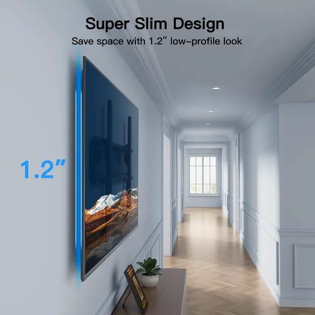 Alt view image 4 of 6 - Tilting TV Wall Mount Bracket Low Profile for Most 23-60 inch LED LCD OLED, Plasma Flat Screen TVs with VESA 400x400mm Weight up to 115lbs, Fits 16" Wood Stud