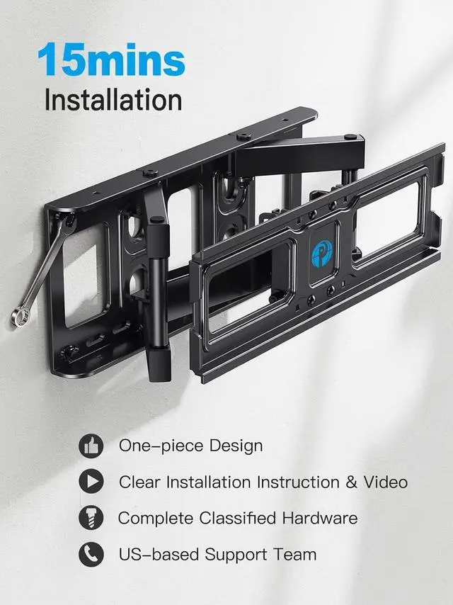 Alt view image 5 of 7 - Pipishell TV Wall Mount for 26-65 inch LED LCD OLED 4K TVs up to 99lbs, Full Motion TV Mount Bracket Articulating Swivel Extension Tilting Leveling Max VESA 400x400mm, Fits 12/16 Inch Wood Studs