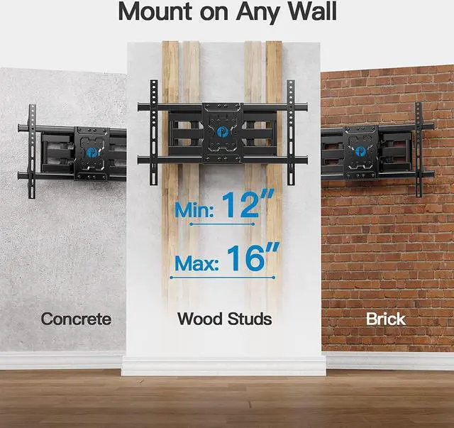 Alt view image 4 of 7 - TV Wall Mount Full Motion for Most 37-75 Inch TVs up to 132lbs, Wall Mount TV Bracket Articulating Swivel Tilt Extension Leveling Max VESA 600x400mm Fits 12/16" Wood Stud, PILFK1