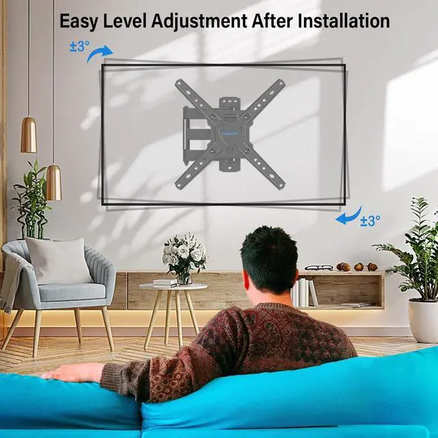 Alt view image 4 of 7 - Full Motion TV Wall Mount for Most 26-50 Inch TVs, Max VESA 300x300mm Wall Mount TV Bracket with Swivel Tilting Extension Level Adjustment for LED LCD Flat Curved TVs Up to 53 LBS MU0018