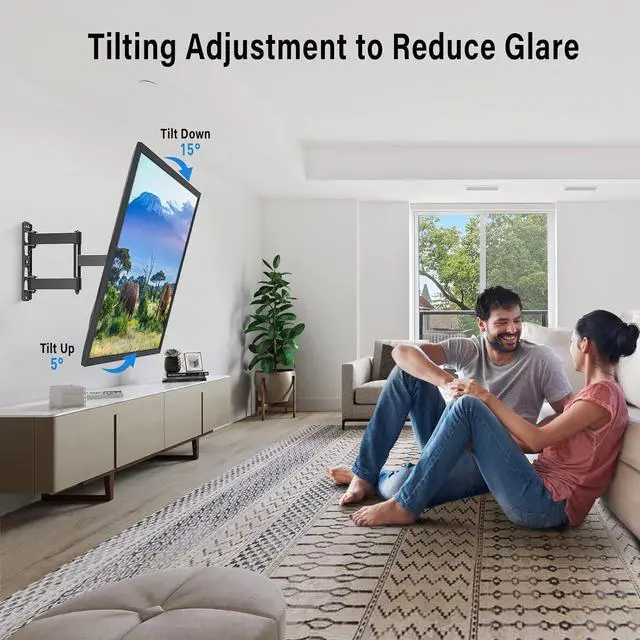Alt view image 6 of 7 - Full Motion TV Wall Mount for Most 26-50 Inch TVs, Max VESA 300x300mm Wall Mount TV Bracket with Swivel Tilting Extension Level Adjustment for LED LCD Flat Curved TVs Up to 53 LBS MU0018
