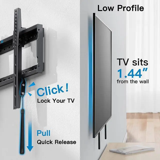 Alt view image 6 of 7 - Tilt TV Wall Mount Bracket Low Profile for Most 37-75 Inch LED LCD OLED Plasma Flat Curved TVs Large Tilting Mount Fits 16-24 Wood Studs Max VESA 600x400mm Holds up to 132lbs