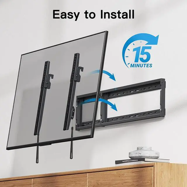 Alt view image 7 of 7 - Tilt TV Wall Mount Bracket Low Profile for Most 37-75 Inch LED LCD OLED Plasma Flat Curved TVs Large Tilting Mount Fits 16-24 Wood Studs Max VESA 600x400mm Holds up to 132lbs