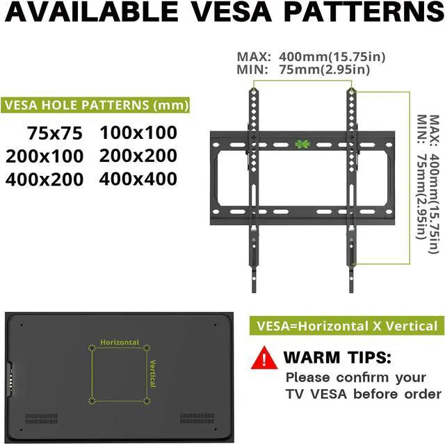 Alt view image 2 of 3 - Tilting TV Wall Mount Low Profile for Most 26-60" Flat Screen LED, LCD, Curved TVs, Tilt TV Mount Bracket VESA 400x400mm- Holds Up to 99lbs, Easily Lock and Release to Mount on 12" or 16" Stud