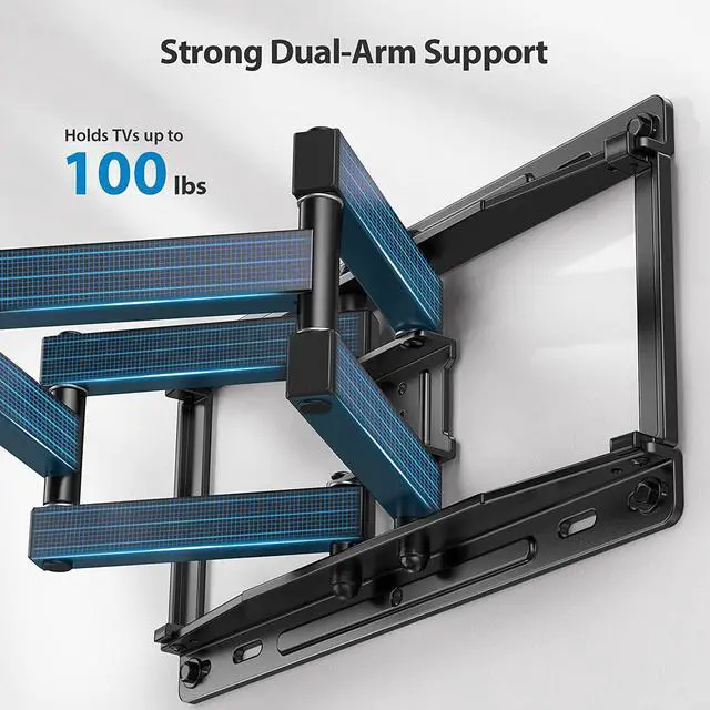 Alt view image 2 of 7 - Full Motion TV Wall Mount for Most 37-75 inch TVs up to 100 lbs, Wall Mount Bracket with Dual Articulating Arms, Swivel, Tilt, Max VESA 600x400mm, TV Mount Fits 12/16 Wood Studs, PILF6