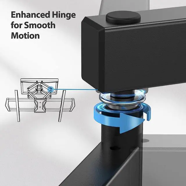 Alt view image 3 of 7 - Full Motion TV Wall Mount for Most 37-75 inch TVs up to 100 lbs, Wall Mount Bracket with Dual Articulating Arms, Swivel, Tilt, Max VESA 600x400mm, TV Mount Fits 12/16 Wood Studs, PILF6