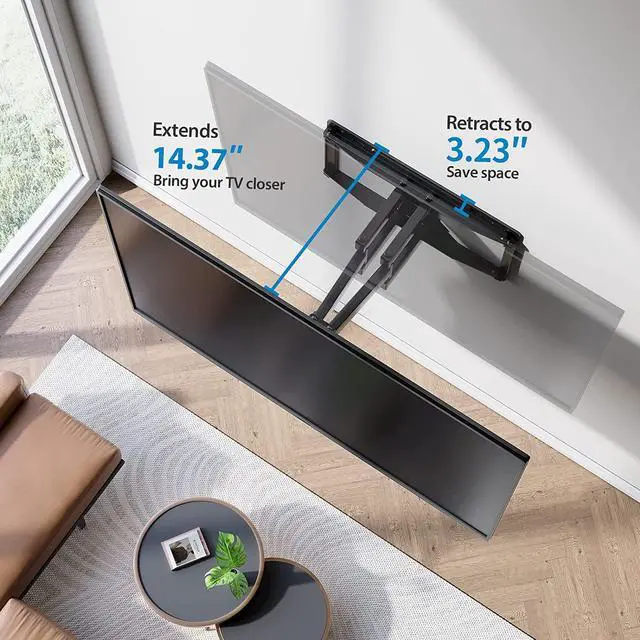 Alt view image 6 of 7 - Full Motion TV Wall Mount for Most 37-75 inch TVs up to 100 lbs, Wall Mount Bracket with Dual Articulating Arms, Swivel, Tilt, Max VESA 600x400mm, TV Mount Fits 12/16 Wood Studs, PILF6