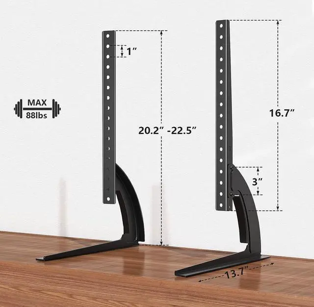 Alt view image 7 of 7 - TAVR Universal Table Top TV Stand Base/Legs for Most 32 37 40 42 47 50 55 LCD LED Plasma Flat Screen TVs, Height Adjustable Replacement Stand, Holds up to 88 lbs, Max VESA 800x400 mm