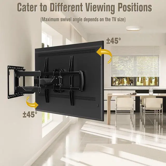 Alt view image 5 of 7 - Mounting Dream TV Wall Mount, UL Listed Full Motion Mount Bracket for 42-84 Inch Flat Screen TVs, Swivel Articulating Dual Arms, Max VESA 600x400mm, 100 LBS Loading, Fits 16 Inches Wood Studs, MD2296