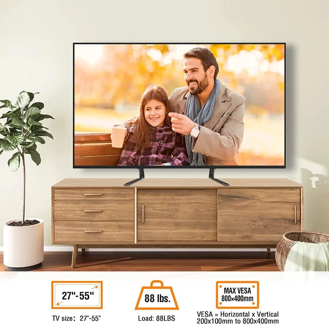 Alt view image 2 of 7 - ELIVED Universal Table Top TV Stand, for Most 27 to 55 inch LCD LED Plasma Flat Screen TVs, TV Base Height Adjustable Leg Stand Holds up to 88lbs, VESA up to 800x400mm, YD1014