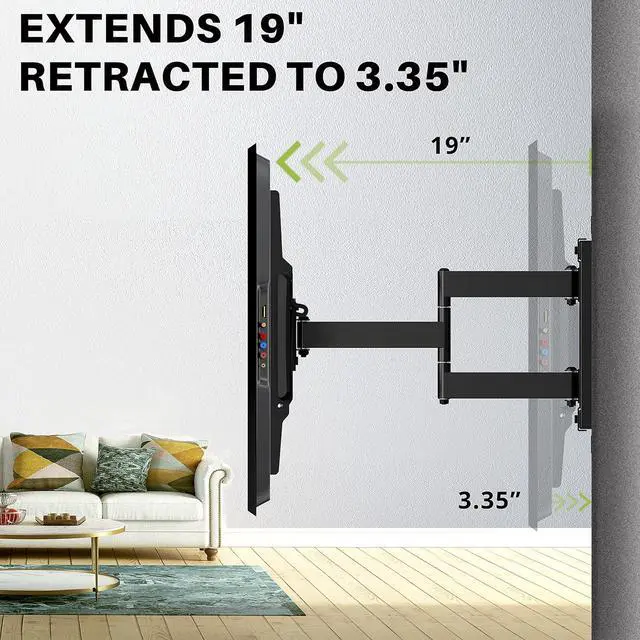 Alt view image 3 of 7 - Full Motion TV Wall Mount Bracket fits for 32-90" TVs Holds up to 150lbs with Sliding Design for TV Centering, Swivel, Tilt, Max VESA 600x400mm, Arms for 16", 18", 24" Studs