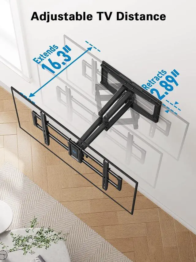 Alt view image 4 of 7 - Full Motion TV Wall Mount for 4082 inch Flat or Curved TVs Smooth Swivel & Extension Tool-Free Tilt with Heavy-Duty Arms Max VESA 600x400mm up to 110 lbs Fits 12/16 Wood Studs PILF11