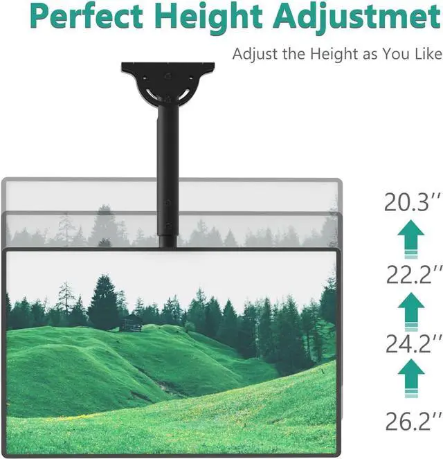 Alt view image 7 of 7 - WALI Ceiling TV Mount, Full Motion Adjustable Mount Bracket Fits Most LED, LCD, OLED 4K TVs 26 to 65 inch, up 99lbs, Mounting Holes 400x400mm (CM2665-P), Black