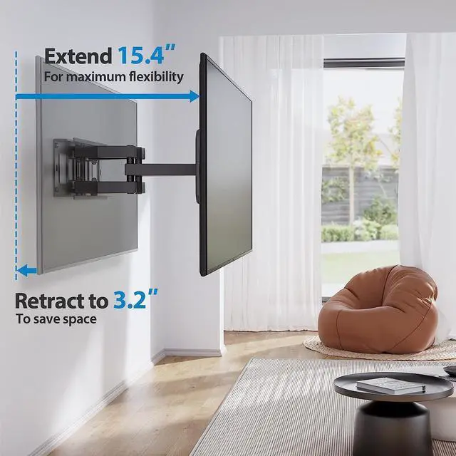 Alt view image 4 of 7 - Full-Motion TV Wall Mount for Most 3775 Inch TVs up to 100 lbs Wall Mount TV Bracket with Dual Articulating Arms Extension Swivel Tilt Fits 16 Wood Studs 600 x 400mm Max VESA PILF8