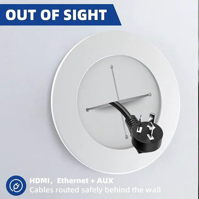 Alt view image 4 of 7 - TV Wire Hider Kit for Wall Mount TV, White in Wall Cable Management Kit, Includes 2 Pass Throughs and Hole Saw Drill Attachment for Easy Install