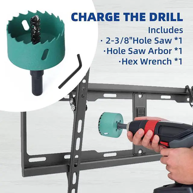 Alt view image 5 of 7 - TV Wire Hider Kit for Wall Mount TV, White in Wall Cable Management Kit, Includes 2 Pass Throughs and Hole Saw Drill Attachment for Easy Install