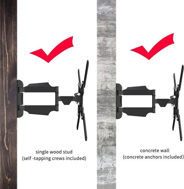 Alt view image 4 of 7 - Suptek Adjustable TV Wall Mount Swivel and Tilt TV Arm Bracket for Most 32-55 inch LED, LCD Monitor and Plasma TVs up to 70lbs VESA up to 400x400mm (MAFD-L400)