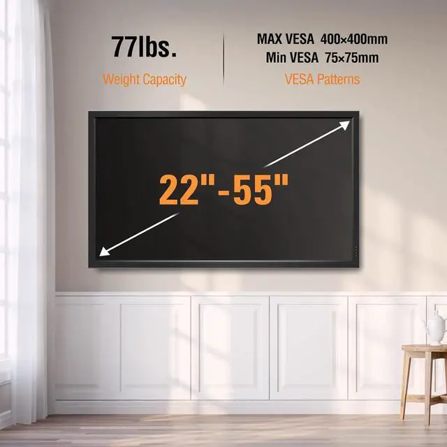Alt view image 5 of 7 - ELIVED Full Motion TV Wall Mount for Most 22-55 Inch TVs, Articulating Arms Swivel and Tilt TV Mount, Wall Mount TV Brackets Max VESA 400x400, Single Stud Perfect Center Design, Holds Up to 77 lbs.