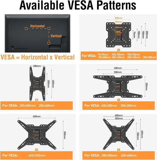 Alt view image 6 of 7 - ELIVED Full Motion TV Wall Mount for Most 22-55 Inch TVs, Articulating Arms Swivel and Tilt TV Mount, Wall Mount TV Brackets Max VESA 400x400, Single Stud Perfect Center Design, Holds Up to 77 lbs.