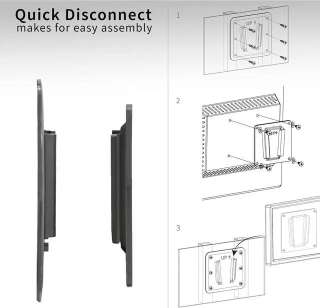 Alt view image 5 of 7 - Anti-Rust Quick Release Plastic Polymer RV TV Mount for Screens up to 43 inches and 30 lbs VESA 100x100mm Low Profile Wall Bracket for Camping Truck Movie Night Black Mount-VWRV1