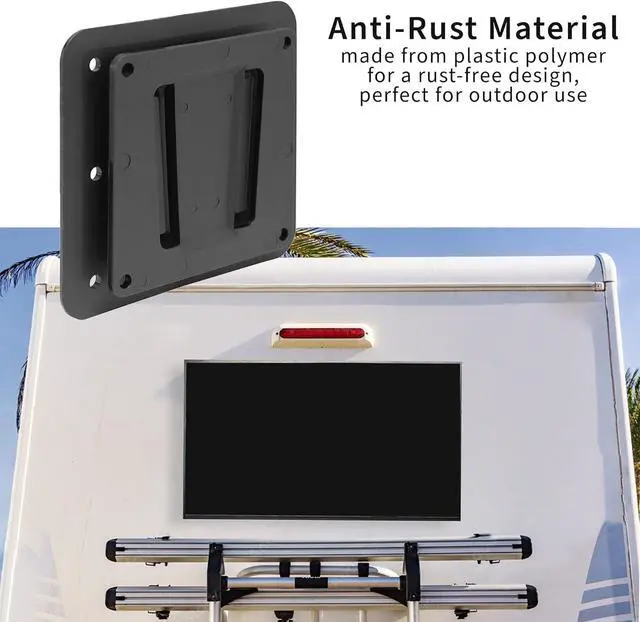 Alt view image 7 of 7 - Anti-Rust Quick Release Plastic Polymer RV TV Mount for Screens up to 43 inches and 30 lbs VESA 100x100mm Low Profile Wall Bracket for Camping Truck Movie Night Black Mount-VWRV1