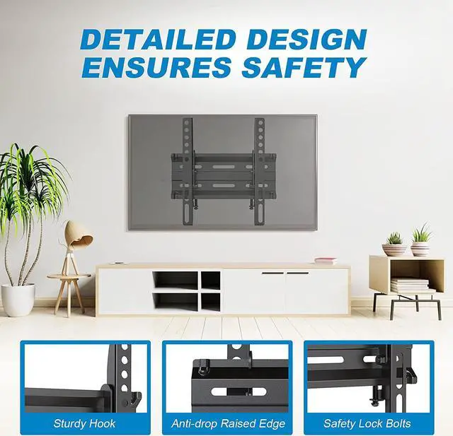 Alt view image 3 of 6 - Tilting TV Wall Mount Bracket Low Profile for 13-42 Inch Flat Screen TVs & Monitors, Universal Tilt TV Monitor Mount Fits 8" Wood Studs VESA 200x200mm by