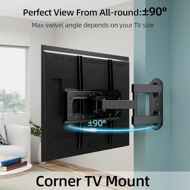 Alt view image 3 of 6 - HCMOUNTING Swivel and Tilt TV Wall Mount for 26-55 inch Flat Screen Curved TVs, Full Motion Wall Mount TV Bracket with Single Stud Level Adjustment VESA 400x400mm Holds up to 88lbs