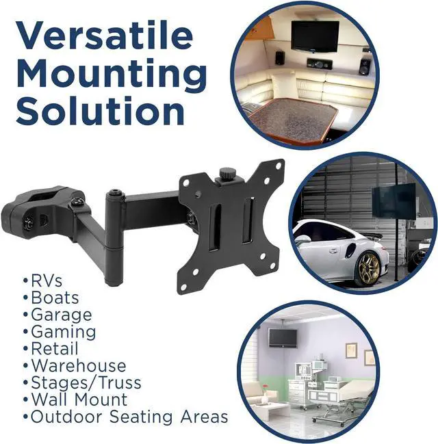 Alt view image 2 of 7 - Mount-It! Universal Full Motion Steel Pole Mount with Articulating Arm and Removable VESA Plate for 17 to 32 Inch Monitors & TVs, VESA 75x75 & 100x100 Compatible, Black (MI-391)