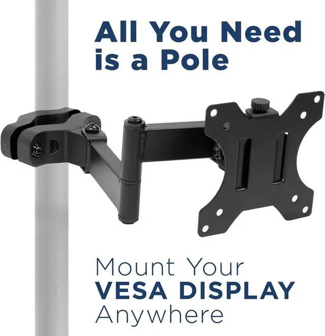 Alt view image 3 of 7 - Mount-It! Universal Full Motion Steel Pole Mount with Articulating Arm and Removable VESA Plate for 17 to 32 Inch Monitors & TVs, VESA 75x75 & 100x100 Compatible, Black (MI-391)