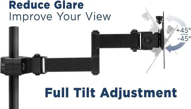 Alt view image 5 of 7 - Mount-It! Universal Full Motion Steel Pole Mount with Articulating Arm and Removable VESA Plate for 17 to 32 Inch Monitors & TVs, VESA 75x75 & 100x100 Compatible, Black (MI-391)