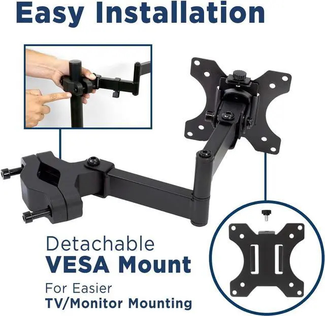Alt view image 6 of 7 - Mount-It! Universal Full Motion Steel Pole Mount with Articulating Arm and Removable VESA Plate for 17 to 32 Inch Monitors & TVs, VESA 75x75 & 100x100 Compatible, Black (MI-391)