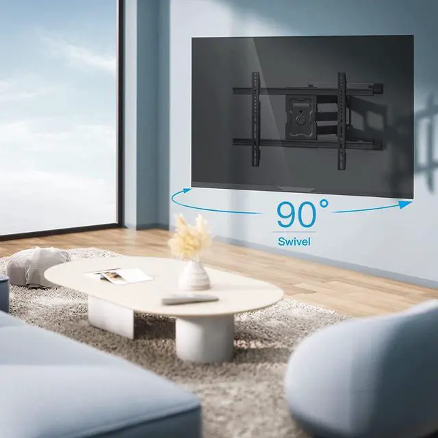 Alt view image 2 of 6 - Full Motion TV Wall Mount for 37-80 inch TVs up to 132 lbs, Smooth Tilt Swivel and Extension, Dual Articulating Arms, Max VESA 600x400, 16" Wood Studs, PSLFK5