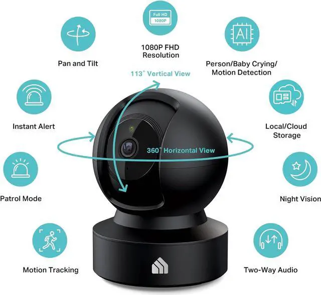 Alt view image 2 of 6 - Kasa Smart Indoor Pan-Tilt Home Security Camera, 1080p HD Dog Camera w/Night Vision, Motion Detection for Baby & Pet Monitor, Cloud & SD Card Storage, Works w/ Alexa & Google Home, 2.4G WiFi (EC71)