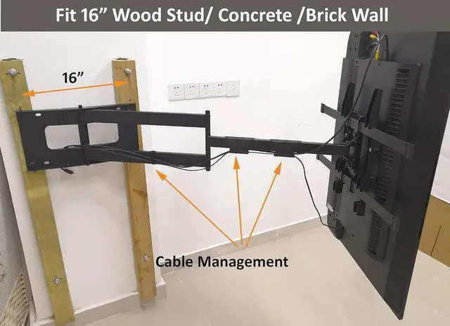 Alt view image 6 of 7 - FORGING Long [Arm Full Motion [Wall] Mount Articulating TV] Bracket with 43 inch Extension , Fits 42 to 80 Inch Flat/Curve [TV]s Holds up to 100 lbs,VESA 600x400mm Compatible